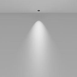 Точечный встраиваемый светильник в потолке, световой конус