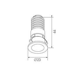 Чертеж светильника MICRO, размеры 23×44 мм