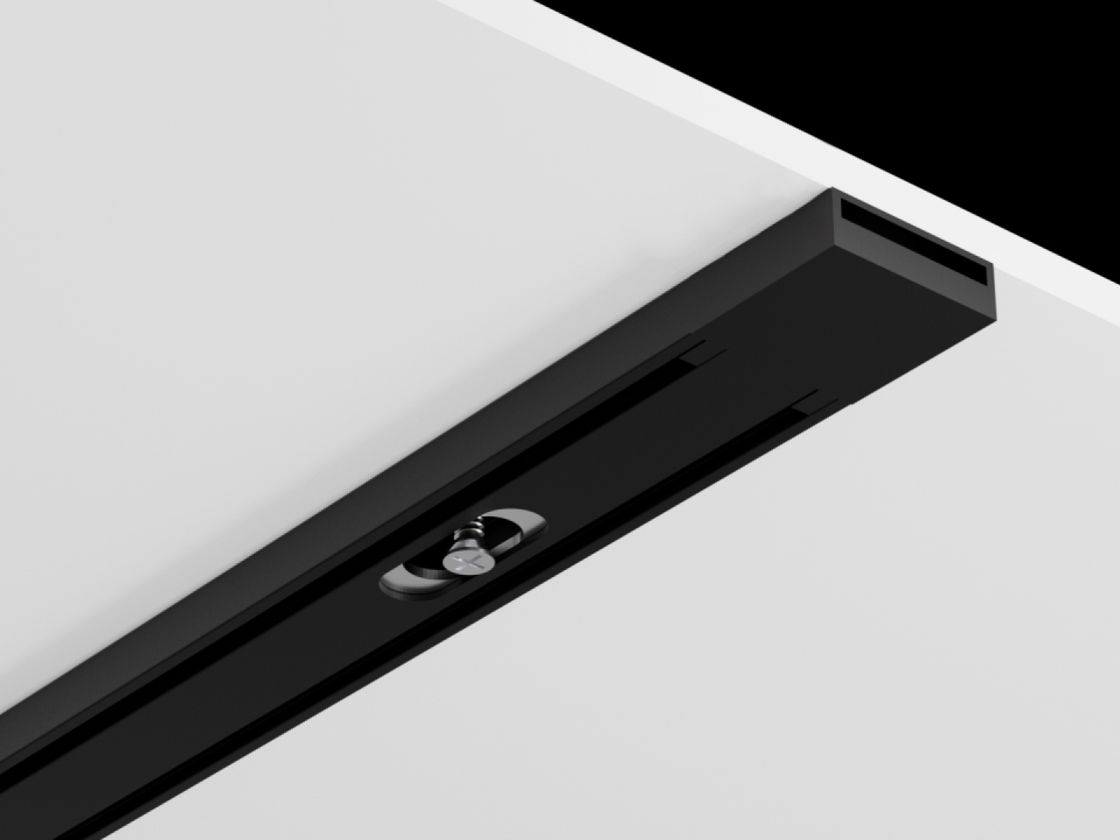 Черный шинопровод SLIM, вид снизу, крепежный узел