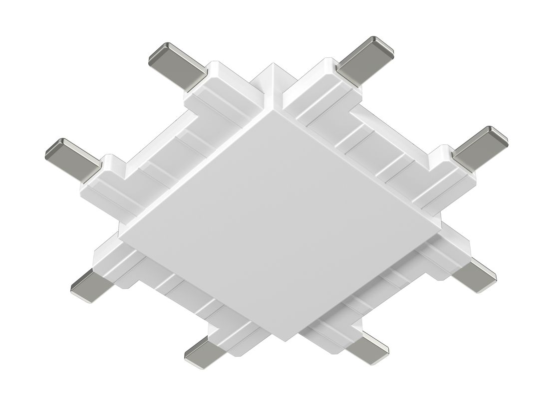 Крестовой коннектор SLIM белый, вид сверху под углом