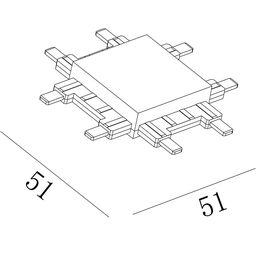 Чертёж крестового коннектора SLIM с размерами 51 мм