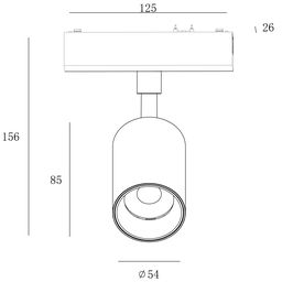 Чертёж габаритов спота SLIM, диаметр 54 мм