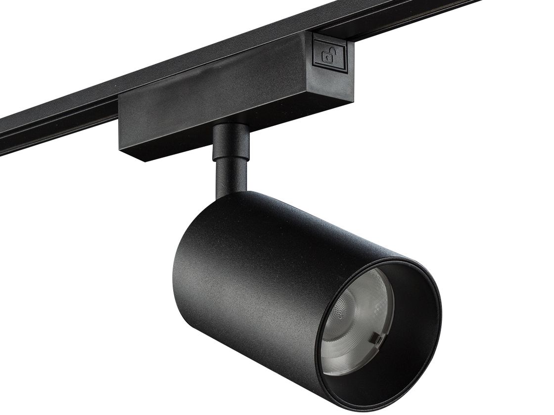 Трековый светильник спот SLIM, черный, на белом