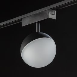 Трековый светильник-шар SLIM, черный корпус, вид снизу