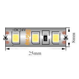 Светодиодная лента 2835, 120 LED/м, 9,6 Вт/м, 24В , IP65, 3M, Цвет: Нейтральный белый, SWG2120-24-9.6-NW-65-M