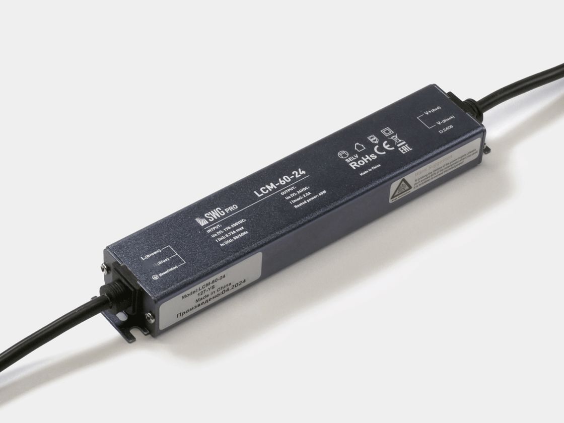 Сверхтонкий блок питания SWG PRO LCM-60-24, черный корпус