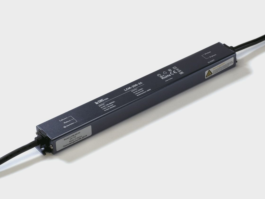 Сверхтонкий герметичный блок питания LCM-200-24, черный корпус