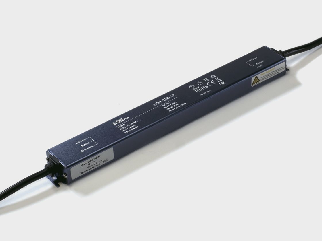 Сверхтонкий герметичный блок питания LCM-250-12, черный корпус