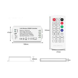 Контроллер RGB+CCT,  2.4G с пультом, 21 кноп., DC12/24V, <16A(MAX), SW-RGB-CW-2.4G-16A
