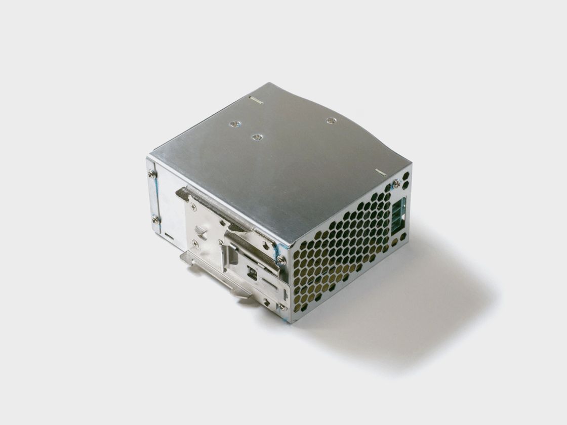 Блок питания на DIN-рейку, металлический корпус, вид сбоку