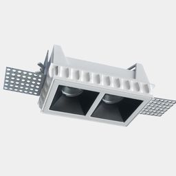 Встраиваемый светильник белый, двойной, вид под углом снизу