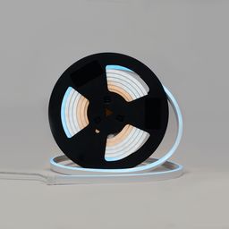 Катушка гибкого неона на черной бобине, голубое свечение