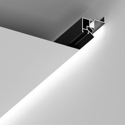 Профиль в узле натяжного потолка, световая линия