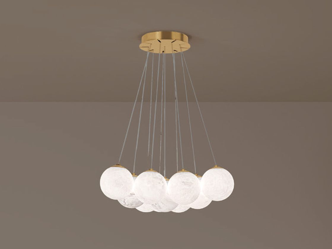 Подвесной светильник с алебастровыми шарами, матовая латунь