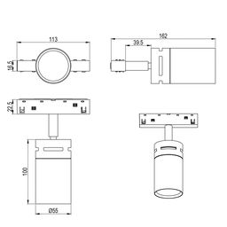 Трековый диффузор для системы LINK, Tuya WiFi+Bluetooth, 2Вт, 48В, Ø55*140, черный, SY-LINK-DIF2D55BL-D