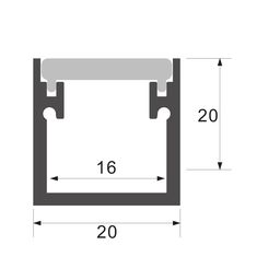 Алюминиевый профиль накладной 2 м LS.2020