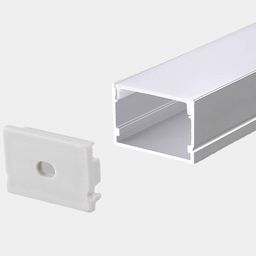 Накладной алюминиевый профиль с экраном и заглушкой