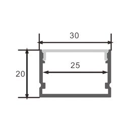 Профиль для светодиодной ленты алюминиевый накладной с рассеивателем (экраном), 2 м, SF-3020
