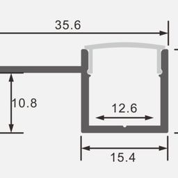 Профиль для светодиодной ленты для гипсокартона встраиваемый с рассеивателем (экраном), 2 м, RC-3515