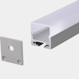 Накладной алюминиевый профиль с экраном и заглушкой