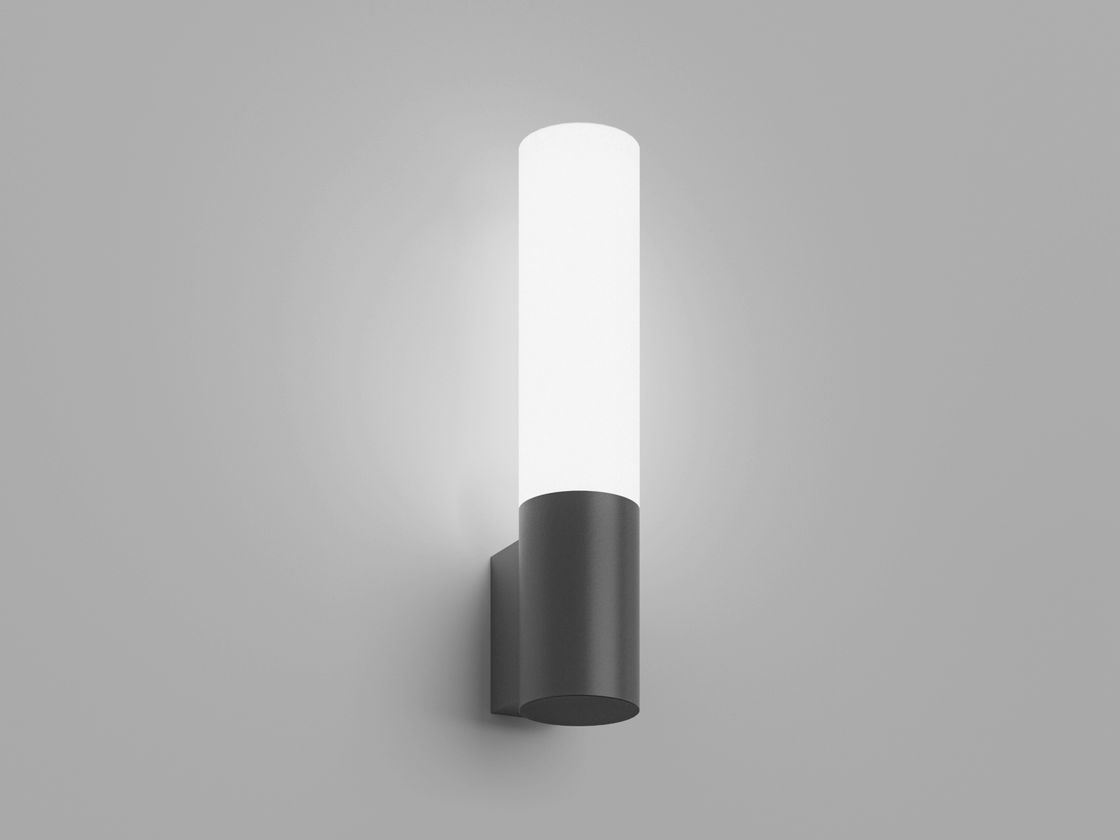 Настенный светильник Факел, серый корпус, цилиндрический плафон