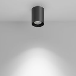 Накладной светильник цилиндрический, вид снизу, световой пучок