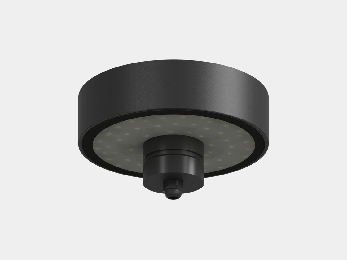 Круглый световой модуль, вид снизу, серый корпус