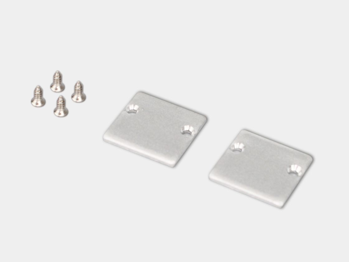 Две серебристые заглушки LS.2020 с крепёжными винтами