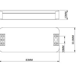 Чертеж габаритов блока питания Slim, размеры 83×33,8×13 мм