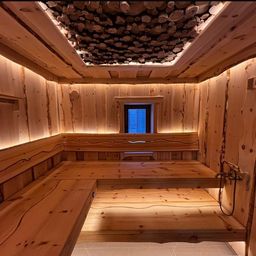 Пример подсветки термолентой по периметру деревянного помещения