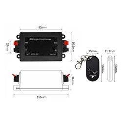 Диммер для ленты с брелоком 8А 12V/24V,, RF-DIM-3-8A