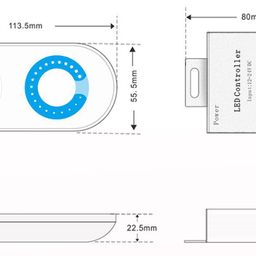 Диммер для ленты белый сенсор 10 A, max:120W, 12/24V: 240W, , RF-DIM-S5-10A