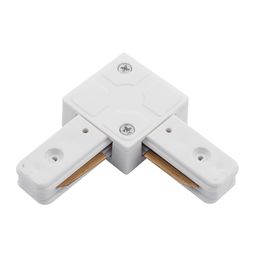 Белый L-образный коннектор однофазного трека, вид сверху