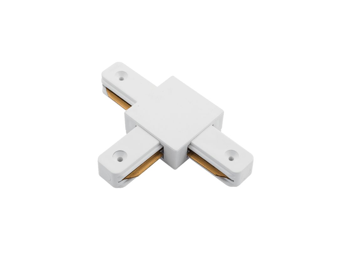 T-коннектор для накладного трека, белый корпус, вид снизу