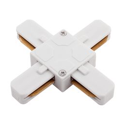 X-коннектор однофазного трека с контактными шинами, белый