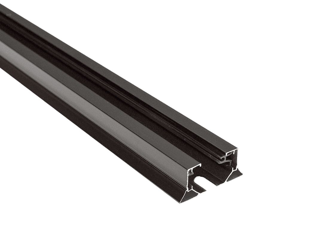 Чёрный алюминиевый шинопровод, профиль направляющих внутри