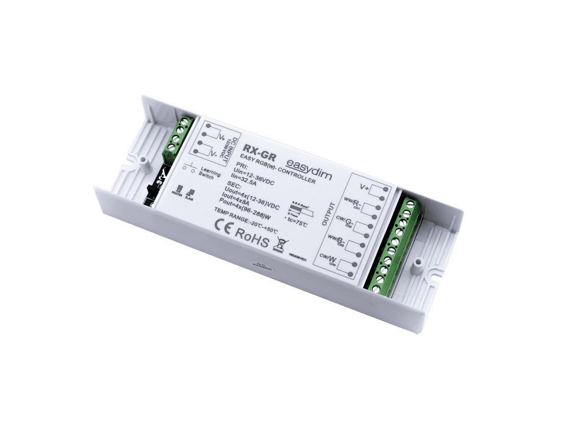 Внутренний вид RX-GR с маркировкой каналов и клеммами