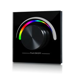 W-RGB (B) Радио панель встраиваемая в стену с валкодером на 1 зону  для RGB ленты. Черная