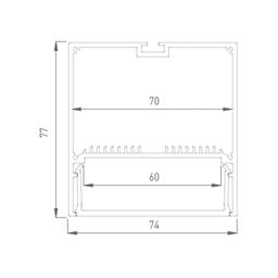 Чертёж сечения профиля LS 7477, ширина 74 мм