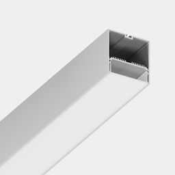 3D вид алюминиевого профиля с экраном, серебро