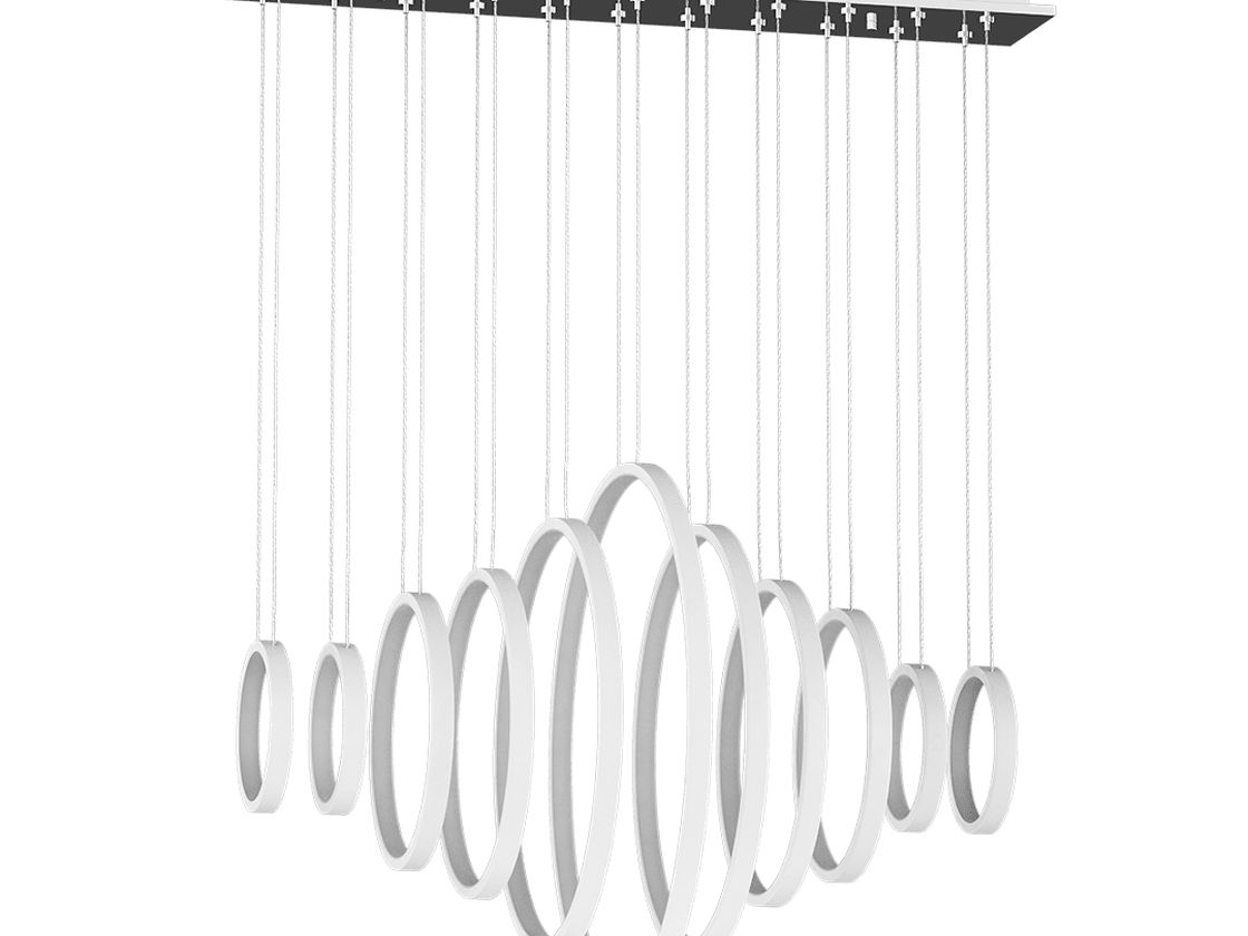 Подвесная люстра Spring белая с кольцами, общий вид