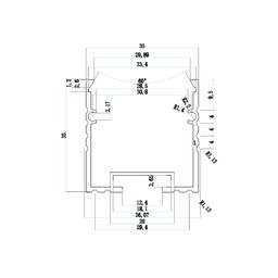 Профиль алюминиевый накладной для светодиодной ленты, 2м, SF-3535