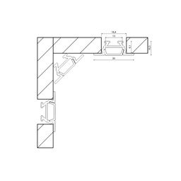 Чертёж углового встраиваемого профиля RC-1030, размеры