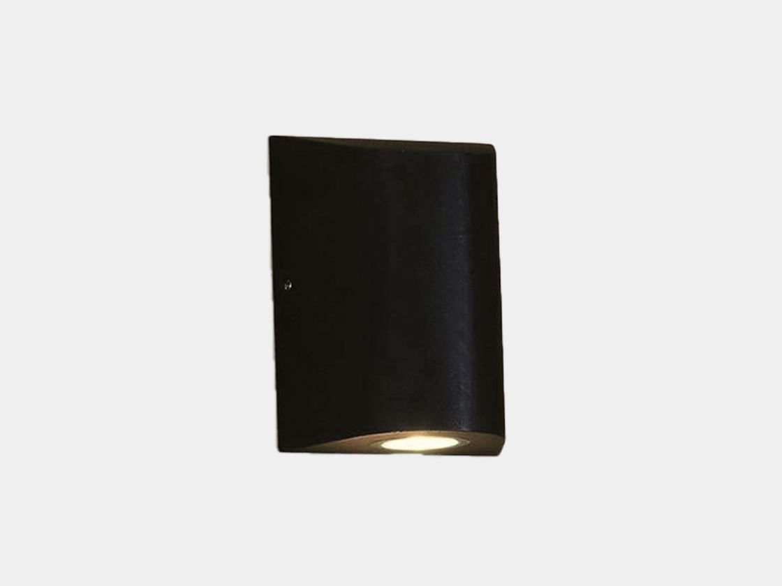 Настенный LED светильник черный, вид спереди, свет вниз