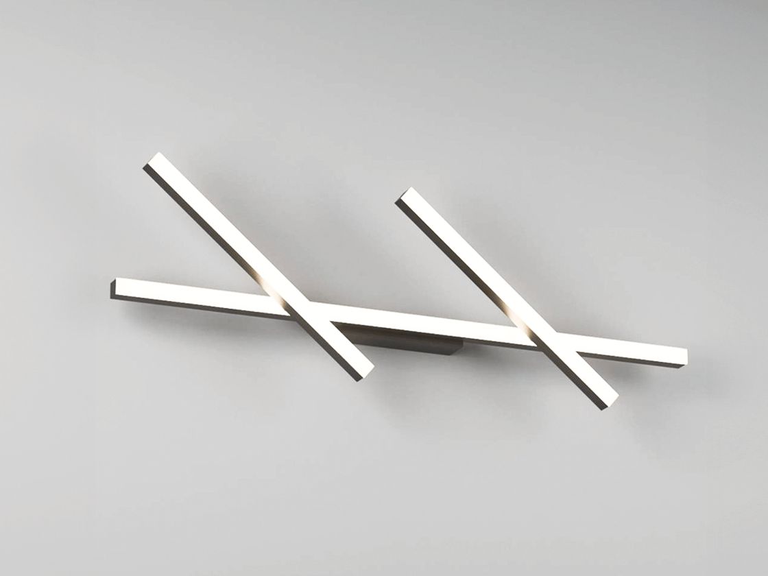 Настенный LED светильник черный, линейная форма, вид спереди