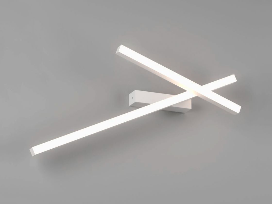 Настенный светильник белый, включённое тёплое свечение на стене