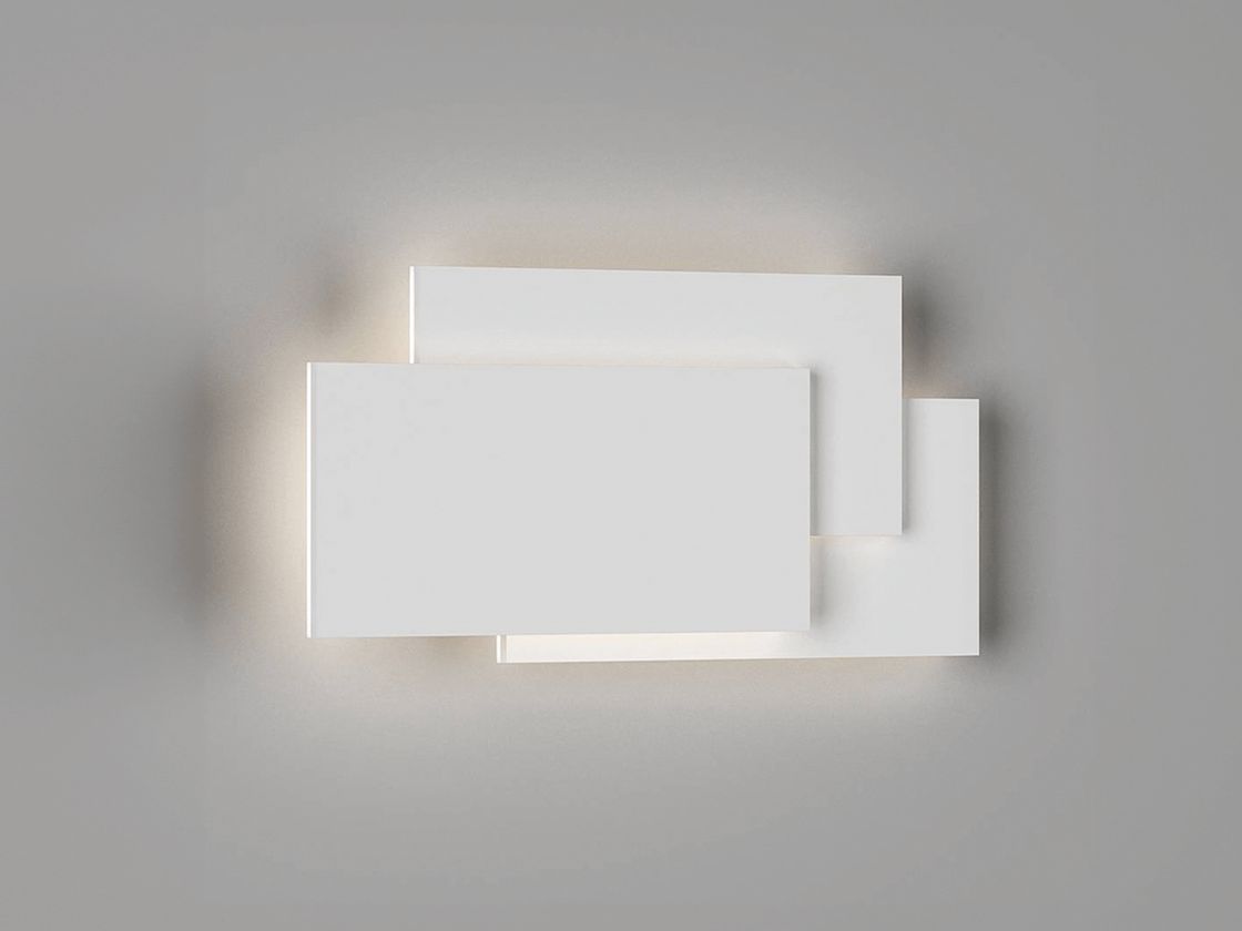 Белый настенный светильник GW, вид спереди, подсветка