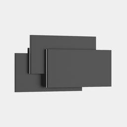 Настенный светильник черный, вид спереди, прямоугольный корпус