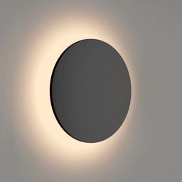 Круглый настенный светильник черный, теплое свечение ореолом