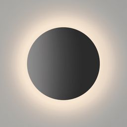 Настенный светильник круглый черный, вид спереди с подсветкой